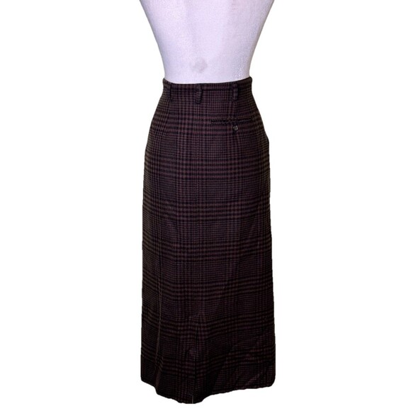 J.Crew Women’s Pure Wool Dark Academia Brown Plaid Maxi Skirt Officecore Sz 8 - Picture 3 of 8